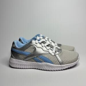 Reebok Youth FLEXION Energy 2.0 Cross Trainer - Silver Metallic/Fluid Blue/White